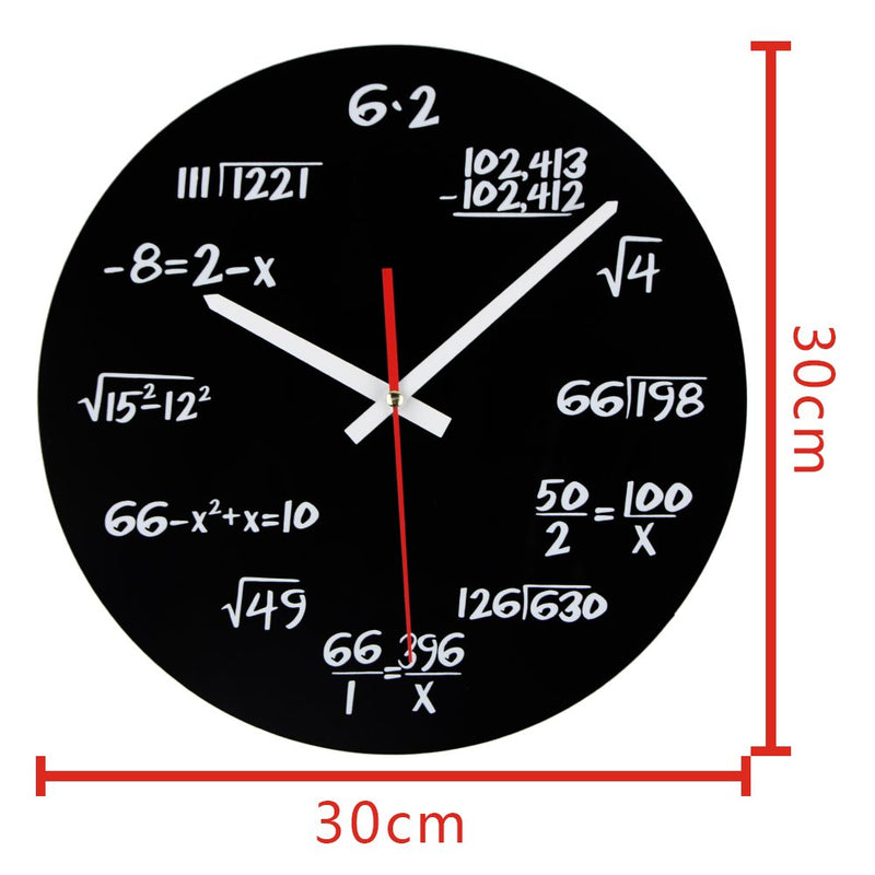 NewNest Australia - AKAHA Math Clock 12-Inch - Unique Art Design - Mathematical Equations Wall Clock for Classroom, Home, Office. 