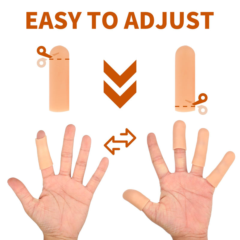 20 PCS Gel Finger Cots, Silicone Finger Protectors, Finger Sleeves for Dry Skin, Rubber Finger Covers for Finger Cracking, Wound, Hand Eczema, Finger Arthritis and More (2 Size, Nude) - NewNest Australia