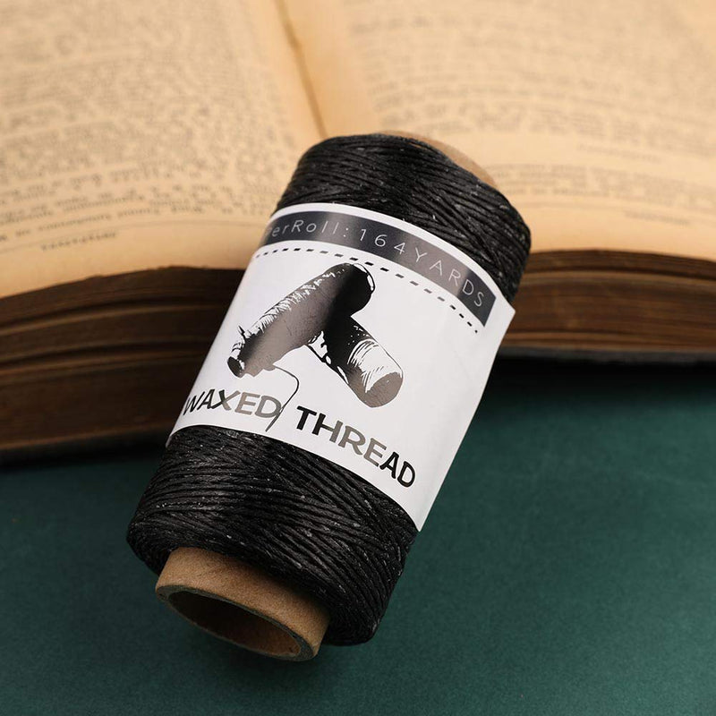 Jupean Waxed Thread, 150m /164Yards Black Leather Waxed Thread, Leather Sewing Thread, Hand Stitching Thread for Hand Sewing Leather, Bookbinding, and Beginners Leather Craft DIY - NewNest Australia