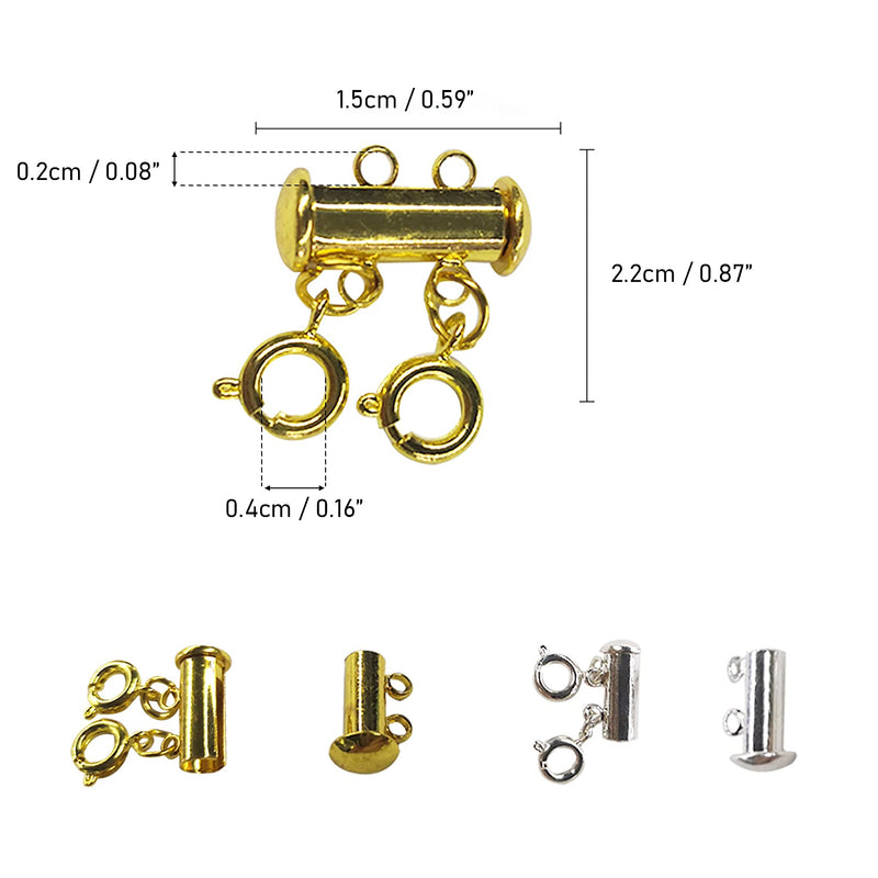 Layered Necklace Spacer Clasp, 2 Strands Necklaces Slide Magnetic Tube Lock with Lobster Clasps, Jewelry Clasps Connectors for Layered, Bracelet, Jewelry, Crafts, Necklace, 2 Pack Gold and Sliver Two 2 Strands - NewNest Australia