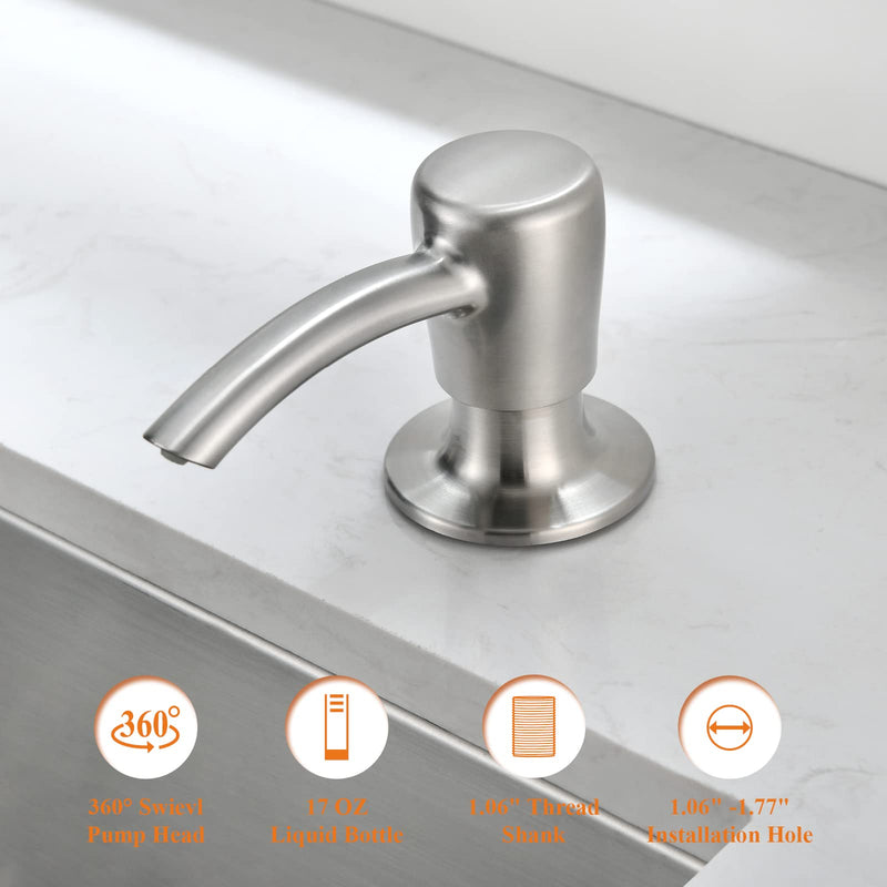 Kitchen Sink Soap Dispenser, Build in Sink Soap Dispenser, Deck Mounted Soap Dispenser, Brushed Nickel RULIA RB2005 - NewNest Australia