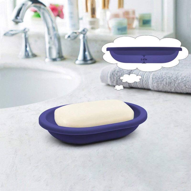 FEIDOL Soap Dish with Water Drainage Design for Drying and Saving Soap, Bathroom Kitchen Sponges Holder (Purple - Oval) 2 Pack Purple - Oval - NewNest Australia