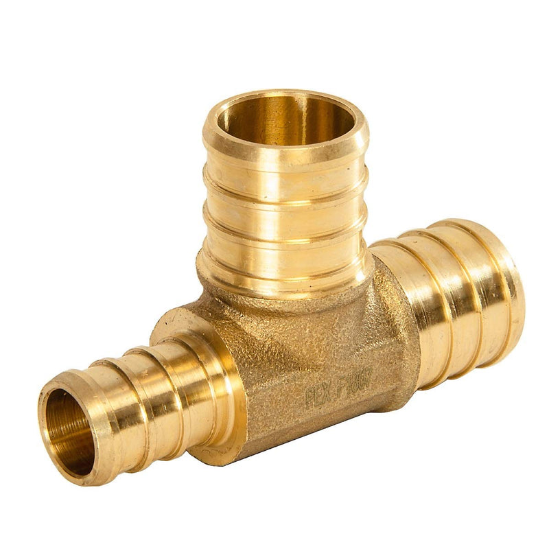 (Pack of 5) EFIELD 3/4" x1/2"X 3/4" PEX REDUCING TEE BRASS CRIMP FITTINGS - LEAD FREE 5 PIECES - NewNest Australia
