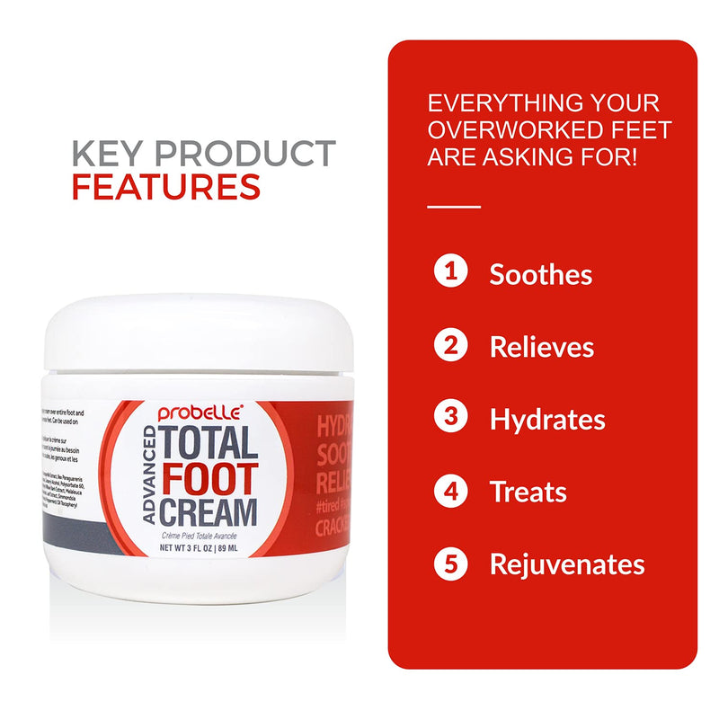 Probelle Advanced Total Foot Care: Soothes, Hydrates, Rejuvenates, Rough, Dry Cracked Feet for both Men and Women. 3 ounces - NewNest Australia