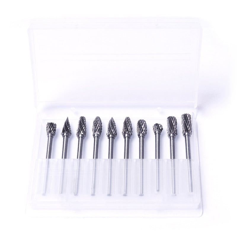 ATOPLEE Rotary Burr Set,10pcs 1/8 Inch Shank Tungsten Steel Solid Carbide Rotary Files Diamond Cutting Burrs Set for Woodworking Drilling Carving Engraving - NewNest Australia