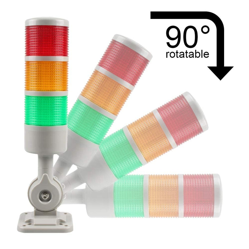 LUBAN Led Signal Tower Stack Lights, Industrial Signal Warning Lights, Column Tower Lamp Andon Lights with Rotatable Base, Steady Flashing Light Switchable,12V 24V DC(1-Layer, no Buzzer) DC 12 to 24V 1-Layer/no Buzzer - NewNest Australia