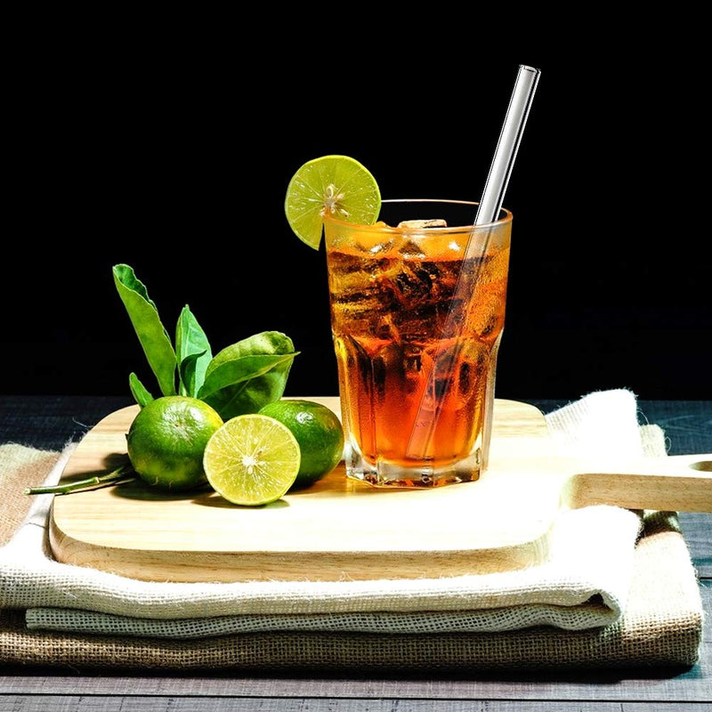 Glass Straws Reusable, 25 Pcs Transparent Drinking Straw, 10 Straight Glass Straws and 10 Curved Glass Straws with 5 Cleaning Brushes for Smoothies Milkshake and Cocktail Straws - NewNest Australia