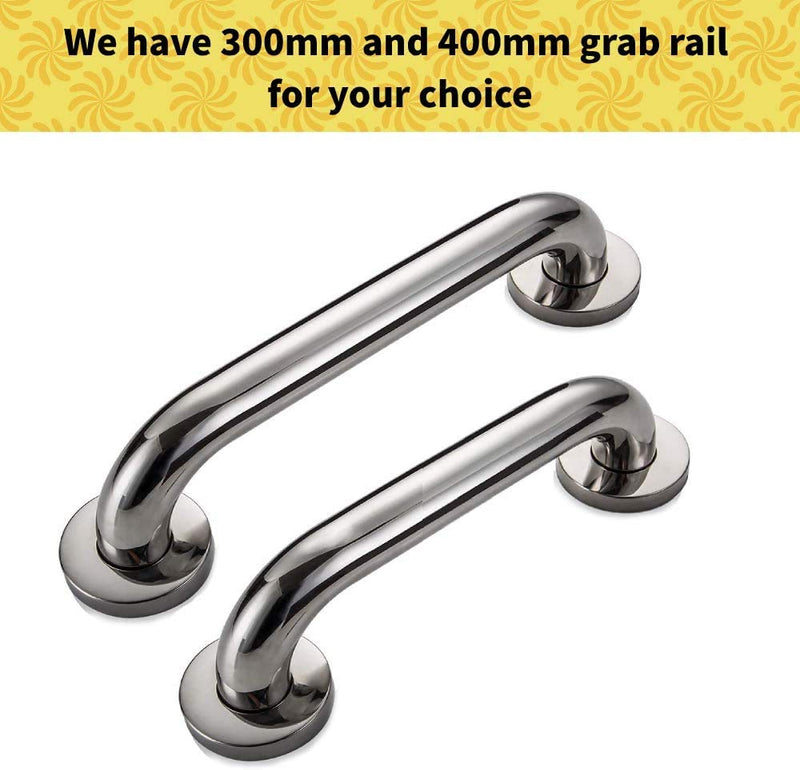 Shackcom Safety Support Grab Rails for Showers and Walls, 2 Pack, 12 Inch/300 mm Stainless Steel Grab Bars for Bathroom, Hand Rails for Handicap, Elderly, Disabled, Senior 300mm/12inch - NewNest Australia