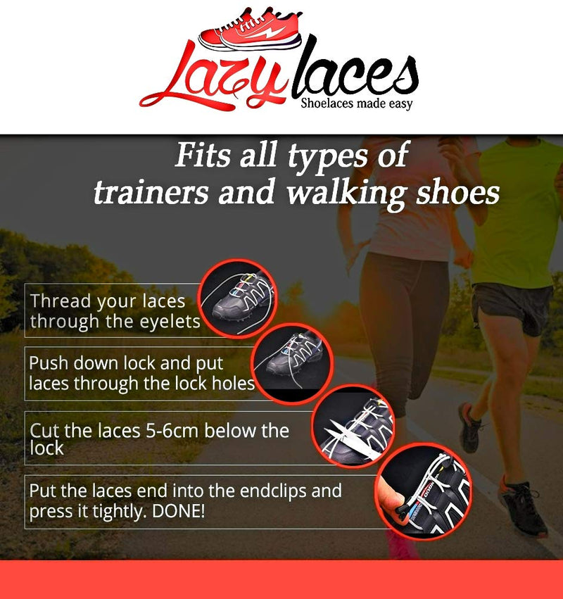 LAZY LACES ™ Elastic No Tie Lock Shoelaces for Sports, Walking, Trekking & Running | Toddlers, Kids, Adults, Elderly, Disabled & People with Low Mobility Plain Navy Blue - NewNest Australia