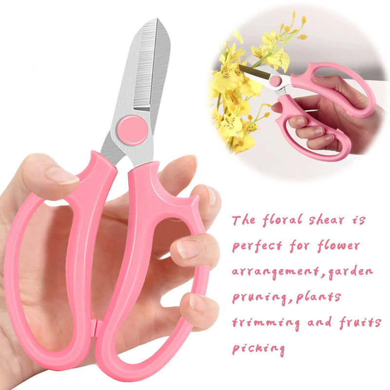 3 Pcs Garden Scissors Floral Shears,Professional Floral Scissors with Comfortable Grip Handle,Premium Garden Pruning Shears for Plants Trimming and Fruit Picking Trimming,Pink - NewNest Australia