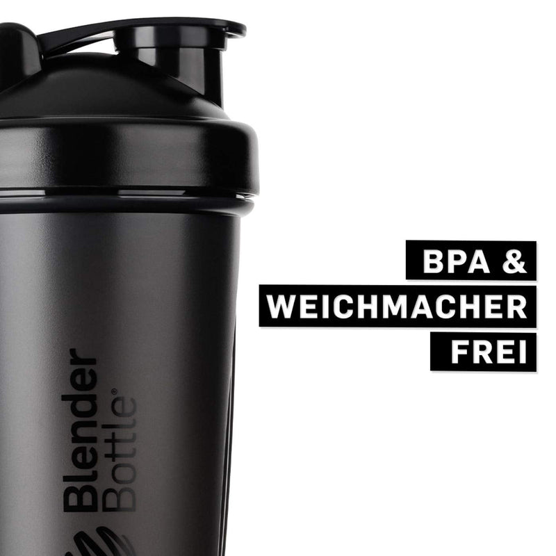 BlenderBottle Classic Shaker with BlenderBall, ideal as a protein shaker, protein shaker, water bottle, drinking bottle, BPA free, scaled up to 600 ml, capacity 820 ml, black - NewNest Australia