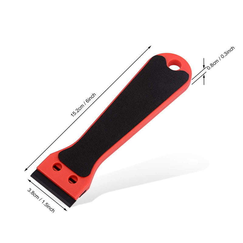 EHDIS 2pcs Plastic Razor Scraper 6-inch Long Handle Adhesive Remover Tool with 100 Double-Edge Blades for Window Tint Vinyl Scraper Decal Sticker Glue Remover (Red) Red - NewNest Australia