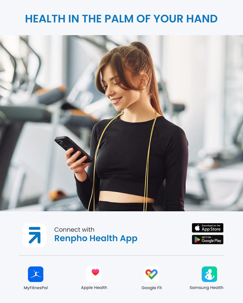 RENPHO WLAN smart scales with body fat scales, Bluetooth personal scales, measurement of body fat, muscle mass, BMI, water percentage and 13 body values, app sync via Bluetooth or WiFi 11"/280mm white - NewNest Australia