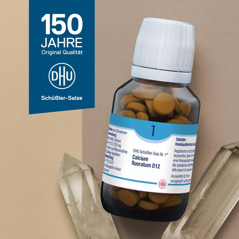 DHU Schüßler Salt No. 1 Calcium fluoratum D12 - The mineral salt of the connective tissue, joints and skin - the original - environmentally friendly in a medicine glass, 200 tablets - NewNest Australia