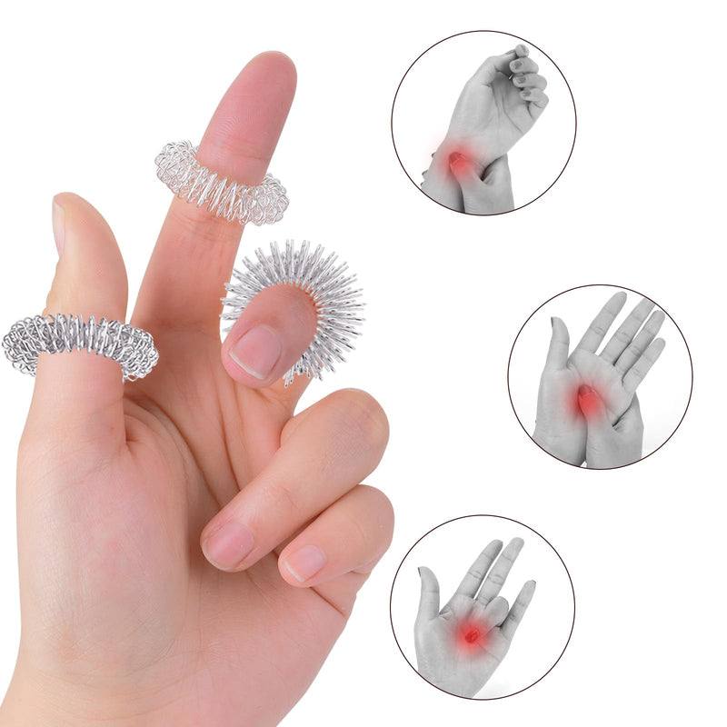 8 Piece Acupressure Rings Set, Acupressure Ring For Finger Massage Ring, Arthro Roller, Anti-Stress, Sensory Finger Massage Ring, Massage Rings For Stress Reducer And Promote Blood Circulation - NewNest Australia