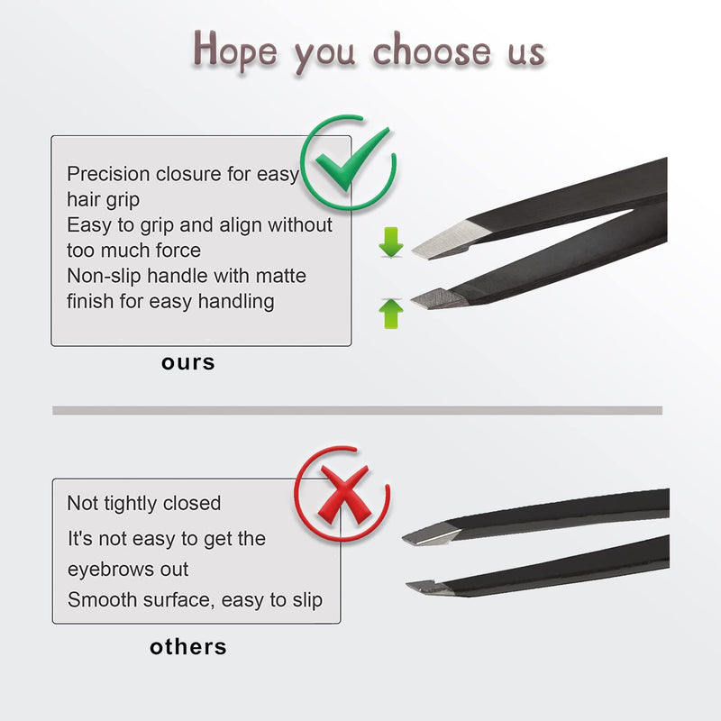 GeekerChip Tweezers for eyebrows, eyebrow tweezers made of stainless steel for eyebrows, beard, splinters and all types of hair, black bk - NewNest Australia