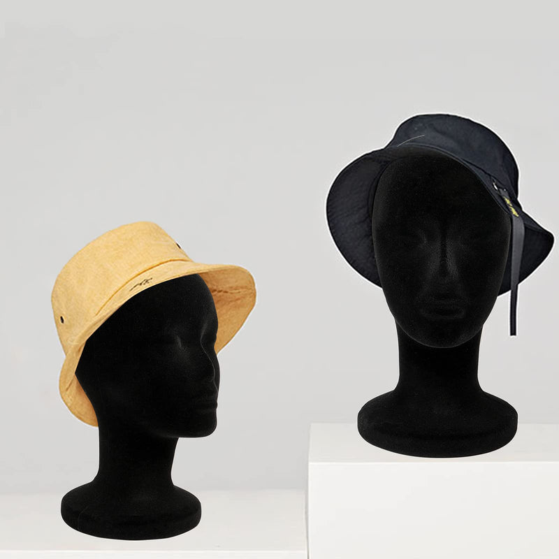 Foraineam 2 Pack Black Styrofoam Mannequin Head, 12 Inch Female Manikin Foam Heads, Wig Holder Hats Glasses Hairpieces Display Stand - NewNest Australia