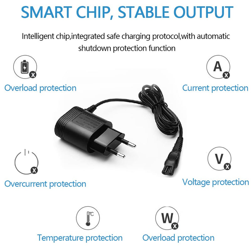 Shaver 15V 1.1M Charger Compatible Suitable for Philips Norelco HQ8505 9000 7000 5000 3000 Series QT4022 PT860 AT750 S5050 QC at PT RQ QG HQ Beard Trimmer Charger Power Supply Head Charging Cable - NewNest Australia