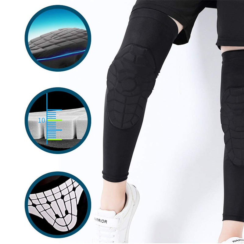 Bohope Kids Youth 5-15 Years Padded Arm Knee Sleeve Compression Leg Protective Padded Knee Black YXL(Suits for:11-15 Years Old) - NewNest Australia