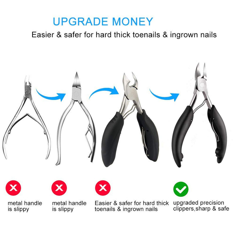 Toe Nail Clipper for Ingrown or Thick Toenails, Toenails Trimmer and Professional Podiatrist Toenail Nipper for Seniors with Surgical Stainless Steel Surper Sharp Blades Lighter Soft Handle Black - NewNest Australia