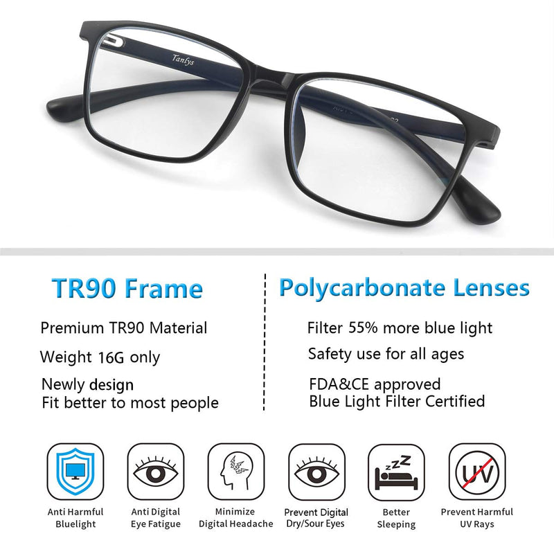 Tanlys 2 Pack Blue Light Blocking Glasses for Computer Eye Strain [Dry Eye & Sour Eye], Anti UV Reduce Headache Classic Bluelight Blocker Glasses Men Women Black & Clear - NewNest Australia