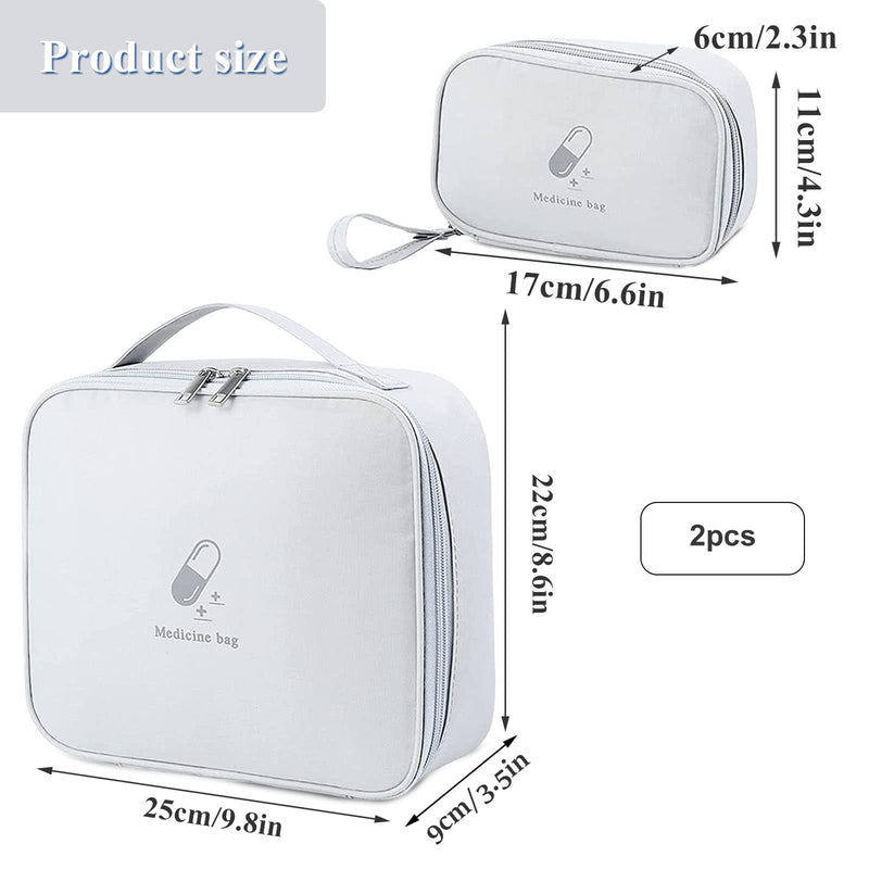 Tzqfroce Pack Of 2 Medicine Bag Travel Set Double Layer Portable Medicine Bag Medicine Bag Large Capacity With Carry Handle For Outdoor Camping Sports Travel - Gray - NewNest Australia