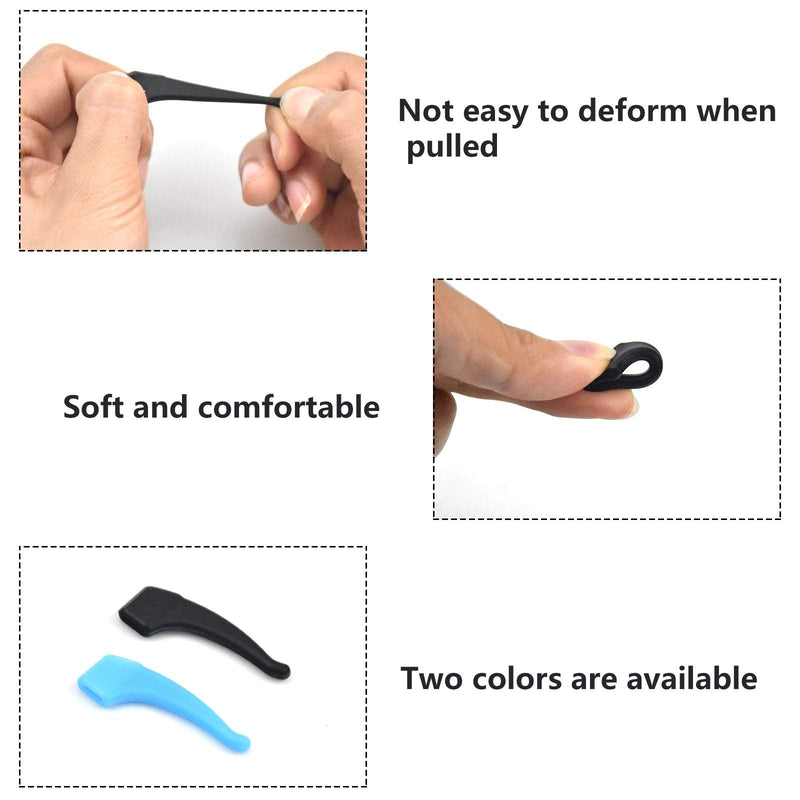 Non-Slip Glasses Temples 5 Pairs Silicone Non-Slip Holder Soft Comfortable Lenses Ear Hook Ear Grip Glasses Accessories For Glasses Leg Grip Glasses Sunglasses Holder (Black And Blue) - NewNest Australia