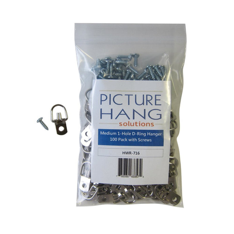 D Ring Picture Hangers with Screws - 100 Pack - Bulk D Rings - Pro Quality d-Rings - Picture Hang Solutions - NewNest Australia