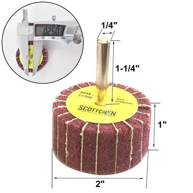 SCOTTCHEN Abrasive Flap Wheel Sander 2"x1" x 1/4" Shank Mounted Non-woven Interleaves for Drill Grit 40 - 5 Pack 40 Grit - NewNest Australia