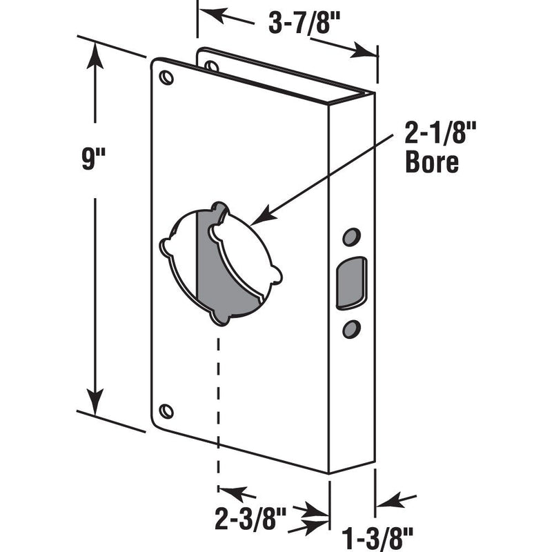 Defender Security U 9585 Door Reinforcer Non-Recessed 1-3/8-Inch Thick by 2-3/8-Inch Backset 2-1/8-Inch Bore, Stainless Steel - NewNest Australia
