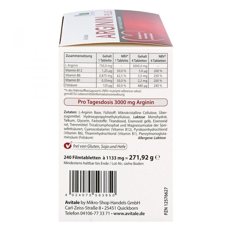 Avitale Arginine Plus Vitamin B1 - NewNest Australia