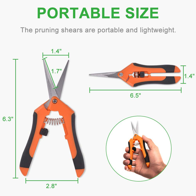 GROWNEER 3 Packs Pruning Shears Gardening Hand Pruning Snips with Straight Stainless Steel Precision Blades Orange - NewNest Australia