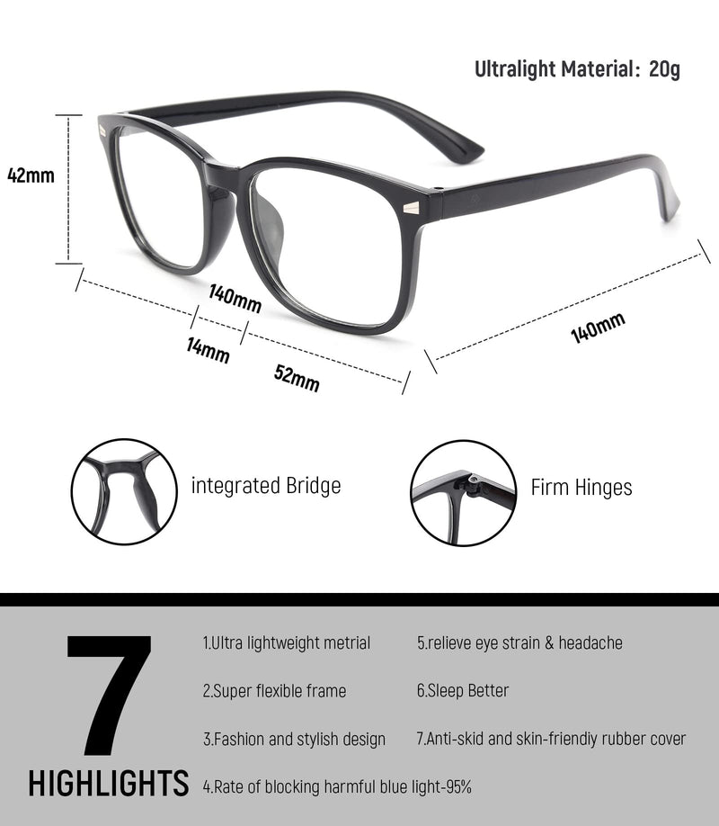 MIGSIR 6 Pack Blue Light Blocking Glasses for Computer Gaming, Fashion Fake Anti Eye Strain Eyeglasses for Women Men 6 Pack Mix - NewNest Australia