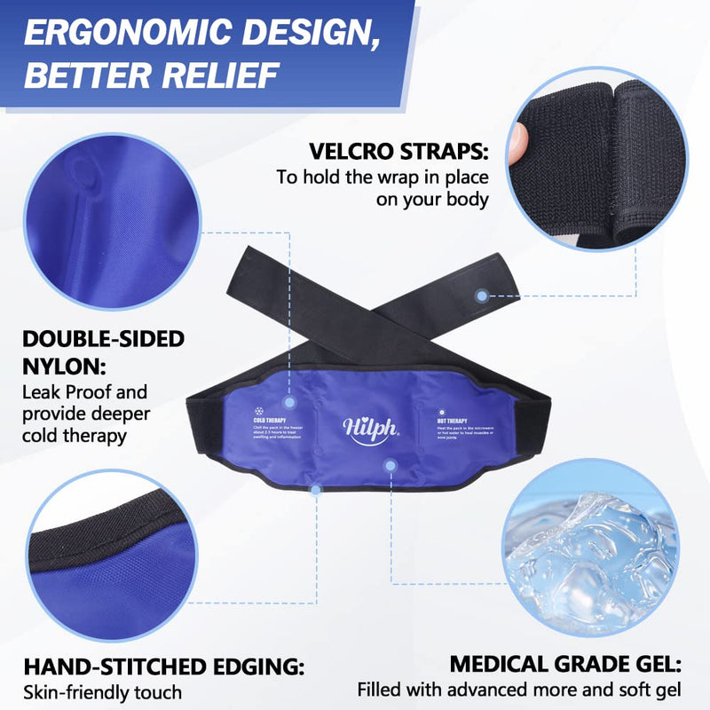 Hilph Ice Pack for Back Pain Relief, Reusable Lower Back Ice Pack Hot Cold Therapy, Lumbar Ice Pack for Back Injuries, Sciatic Nerve, Herniated or Degenerative Disc, Coccyx, Tailbone Pain - NewNest Australia