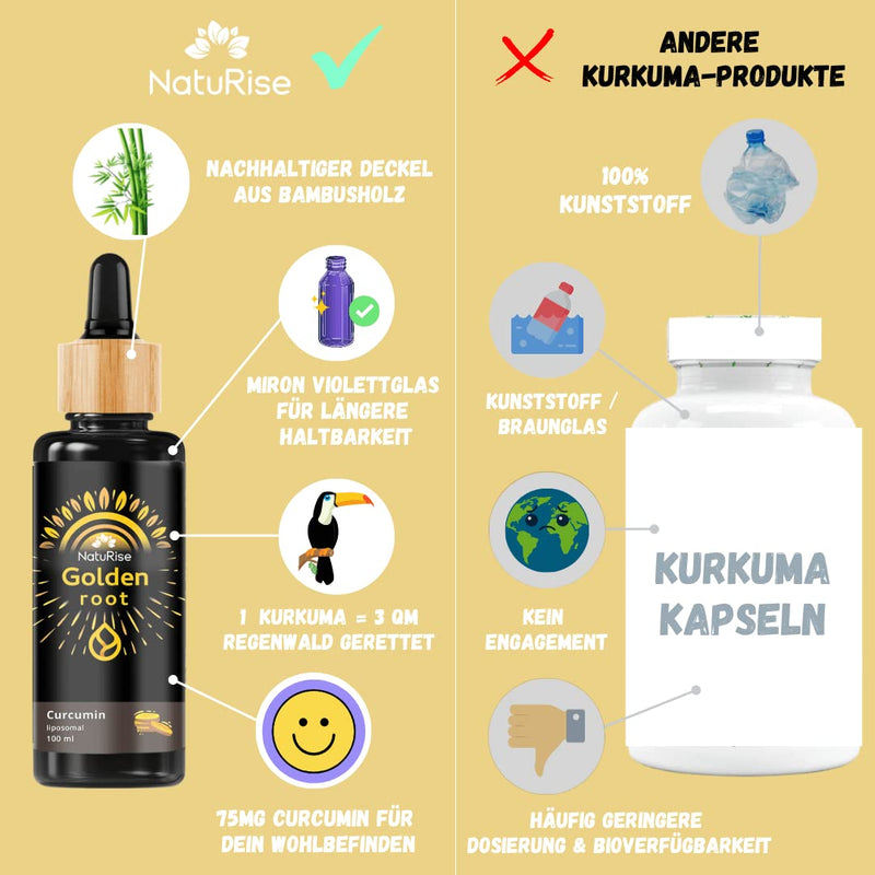 NatuRise® Turmeric Drops Vegan - Curcumin - With Sea Buckthorn Extract - 2233mg Curcumin - Turmeric Extract - High Dose - 100 ml - Laboratory Tested - Pipette with Dosing Scale - UV Glass - NewNest Australia