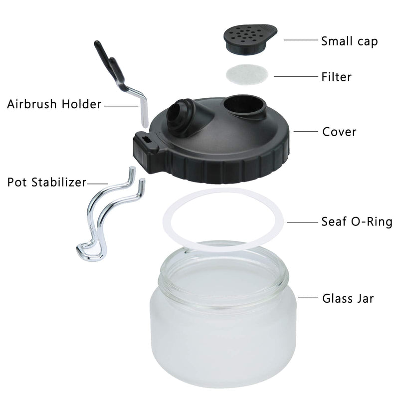 SAGUD Airbrush Cleaning Pot Strong Glass Bottles Kit with Airbrush Holder Station - NewNest Australia