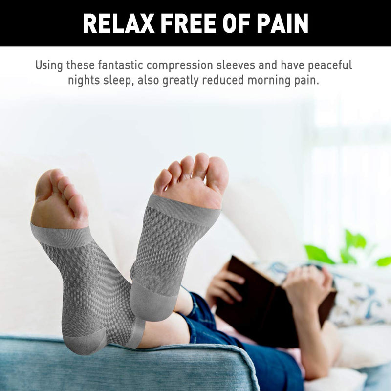 AVIDDA Plantar Fasciitis Socks with Heels Arch Supports, Compression Sleeves Ideal for Arthritis Pain Relief and Suitable for Sports, Ankle Supports for Men and Women Grey-1-M M Grey Pair - NewNest Australia