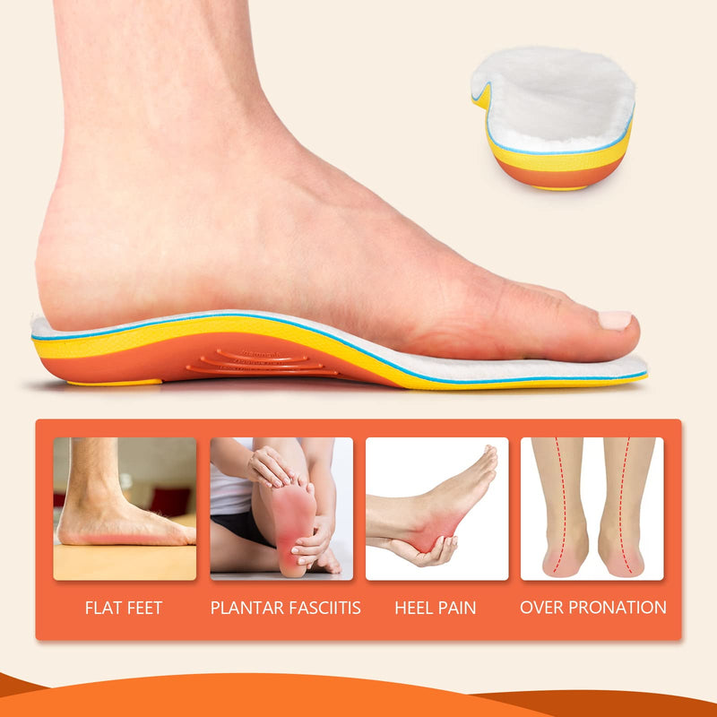 PCSsole Winter Wool Arch Support Orthopedic Insoles Warm Flat Feet Insole for Work Shoes, Shoe Inserts for Flat Feet, Plantar Fasciitis, Heel Spurs for Men and Women Men(9.5-10)290mm - NewNest Australia