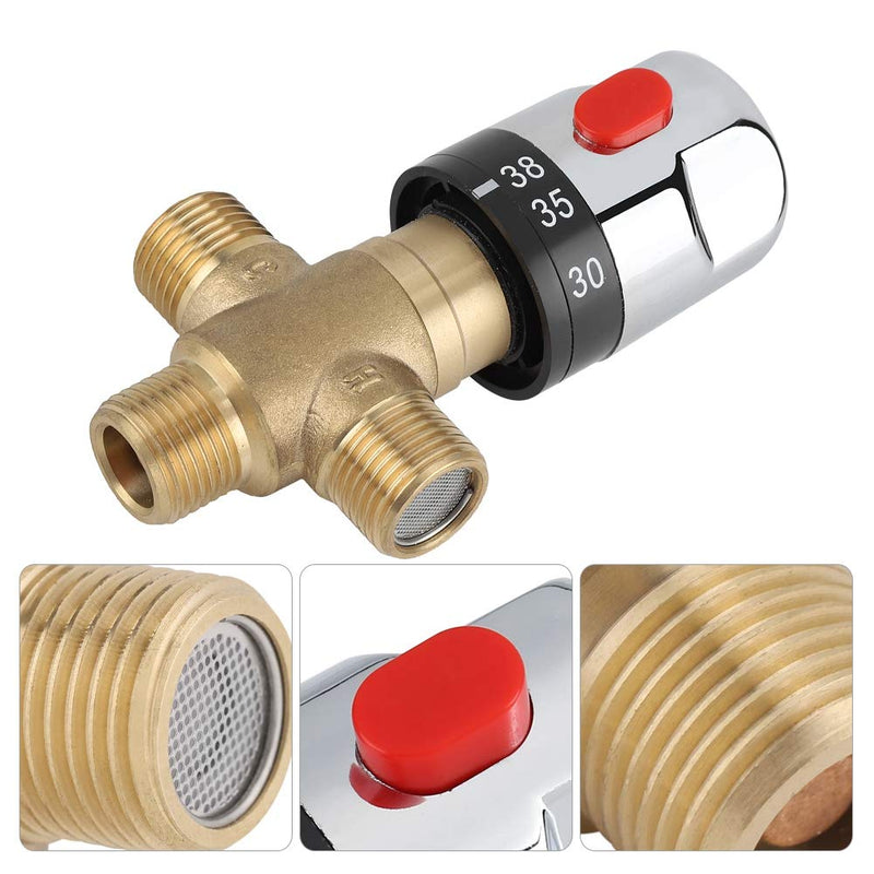 Goick Basin Thermosta Brass Thermostatic Mixing Valve, Adjustable Temperature Thermostat Control for Water Pipe Basin - NewNest Australia
