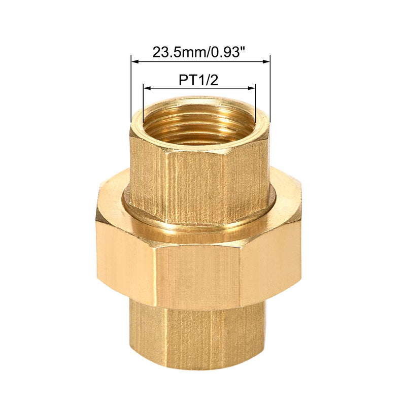 uxcell Brass Pipe Union Connector Coupling 1/2 PT Fitting with Female Threaded Connects Two Pipes 38mm Length - NewNest Australia