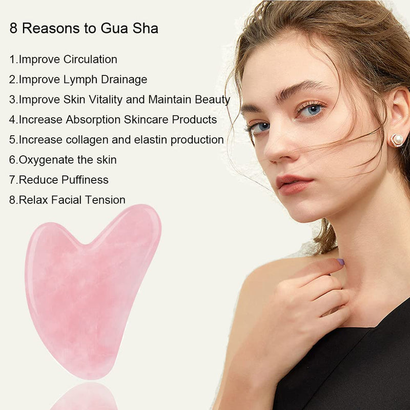 Gua Sha Facial Tools, Rose Quartz Gua Sha Massage Tool, Gua sha Board for Facial and Body Skin Massage. Gua Sha Tool for Toxins/Prevents Wrinkles for Spa Acupuncture Therapy Trigger Point Treatment - NewNest Australia