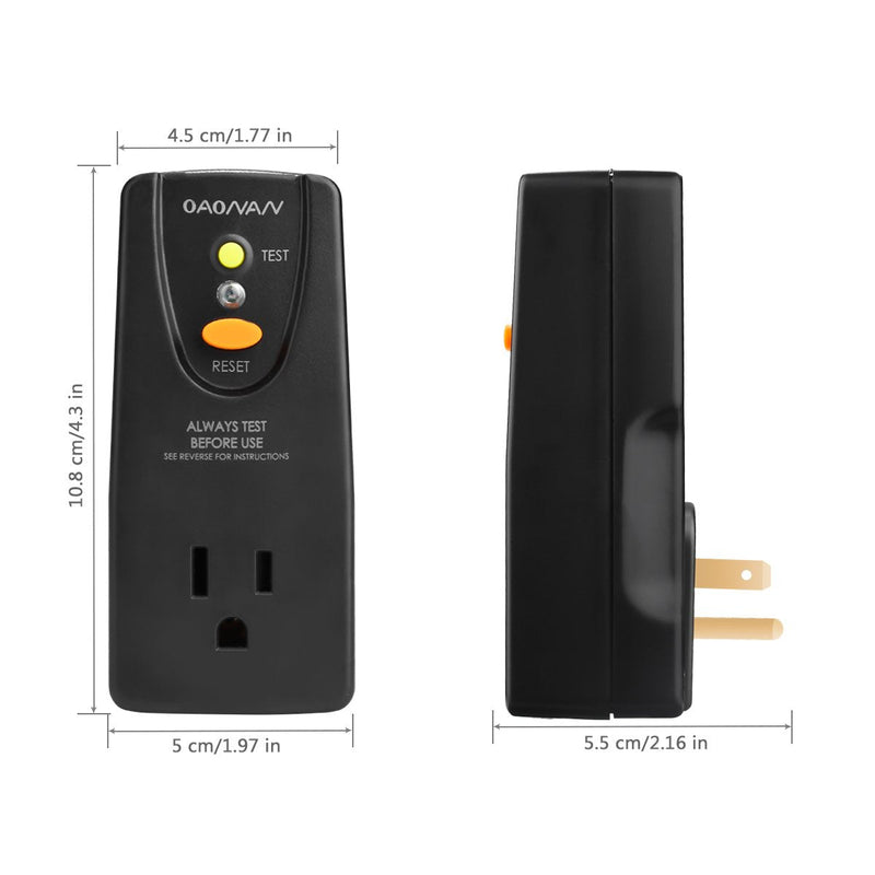 OAONAN GFCI Outlet Adapter Portable RCD Leakage Protector Receptacle 15Amp with One Outlet and Male Plug in Circuit Breaker to Protect Electric Safety Black - NewNest Australia