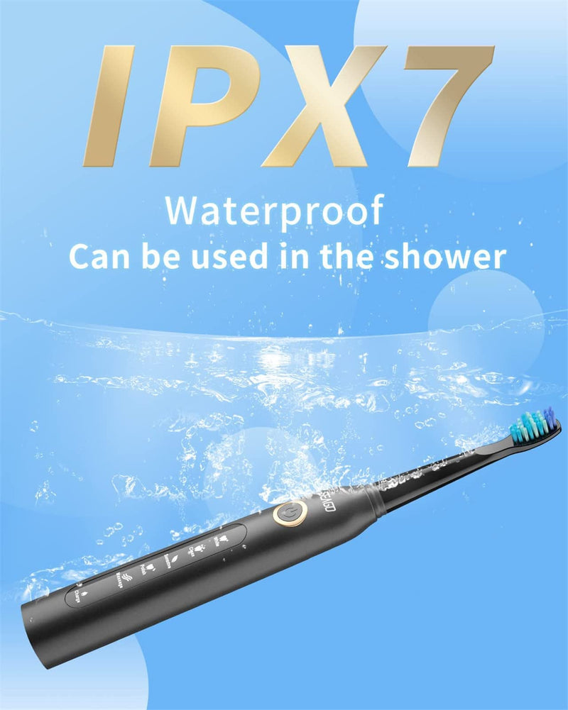 Seago Sonic Electric Toothbrush 507 for Adults, 40,000VPM Ultrasonic Rechargeable Toothbrushes with Smart Timer, 4 Dupont Brush Heads, 5 Cleaning Modes, IPX7 Waterproof (SG-507 Black) Sg-507 Black - NewNest Australia