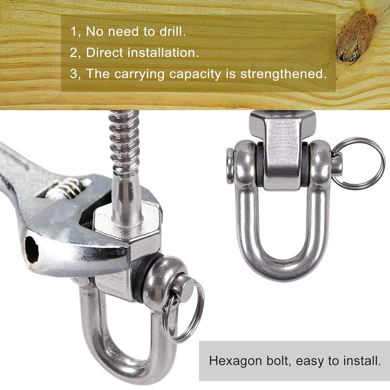 BeneLabel Set of 2 Permanent Antirust Stainless Steel 304 Screw Bracket Heavy Duty Swing Hanger 1800LB Capacity, Indoor Outdoor Playground Yoga Hammock Chair, Hardware Swing Sets - NewNest Australia