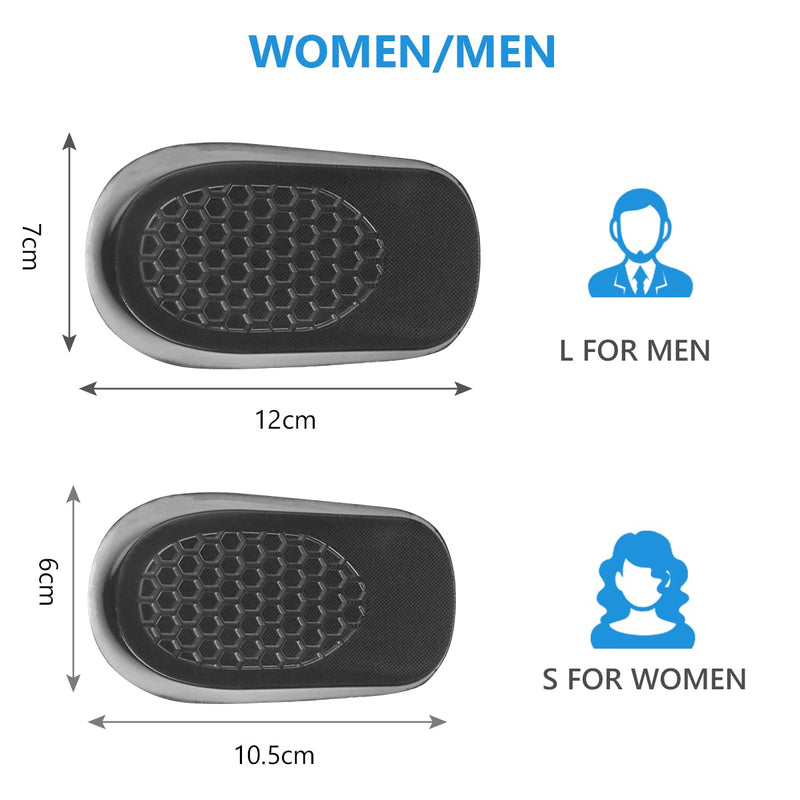 URAQT Gel Height Increase Insole, 2 Pairs Invisible Heel Lift Inserts, Elastic Shock Absorption Heel Cushion Pads Half Increased Heel Shoe Lifts, Elevator Shoe Insoles for Men and Women S for Women, Height: 1.5cm Black - NewNest Australia