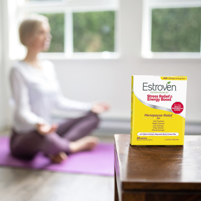 Estroven Stress Relief & Energy Boost for Menopause Relief, Helps Reduce Hot Flashes and Night Sweats, Stress Management Support*, 28 Count 28 Count (Pack of 1) - NewNest Australia