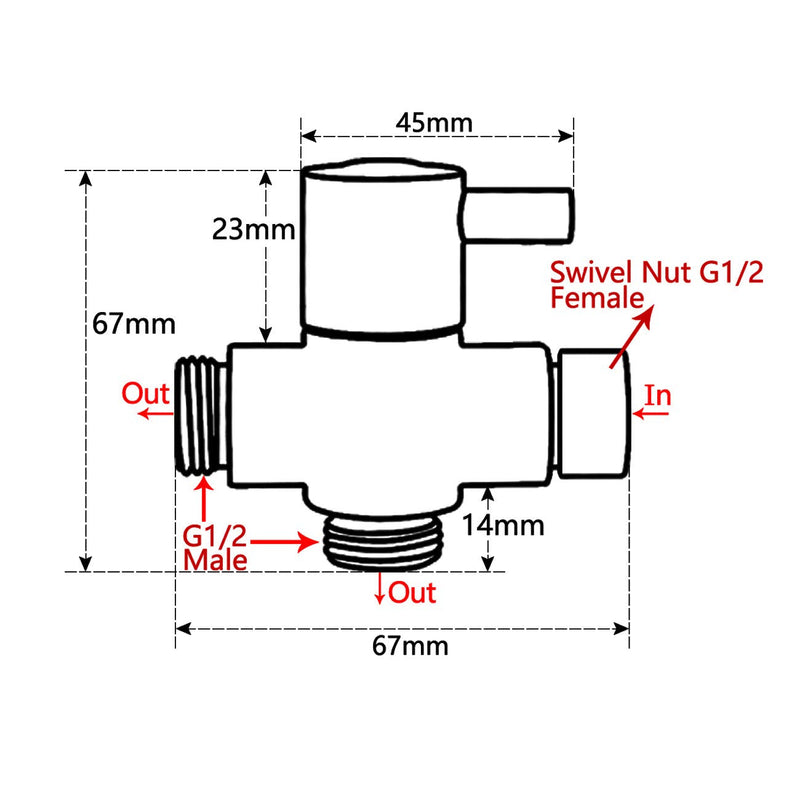 Shower Arm Diverter Valve for Hand Held Showerhead and Fixed Spray Head,G 1/2 3-Way Bathroom Universal Shower System Replacement Part/Brass (Brushed Nickel) Brushed Nickel - NewNest Australia