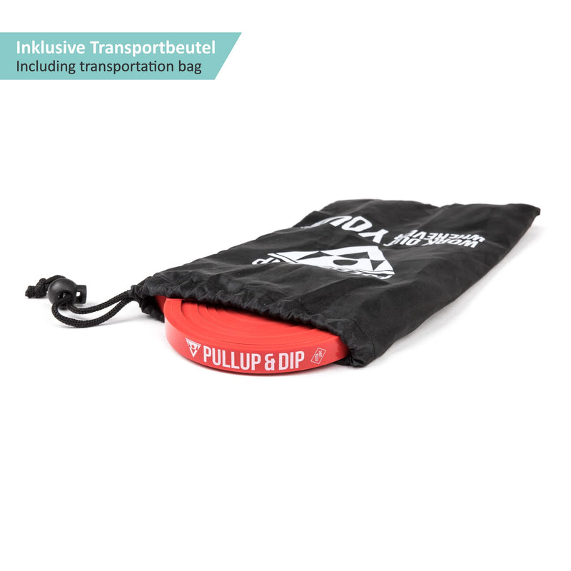 PULLUP & DIP Resistance Bands Pull Up Bands for Assisted Pull Ups, Calisthenics, Crossfit, Pull Up Bar; Premium Fitness Bands incl. Pouch, Exercise Guide + Door Anchor (for Sets) EXTRA LIGHT (red, 4-12 kg) - NewNest Australia