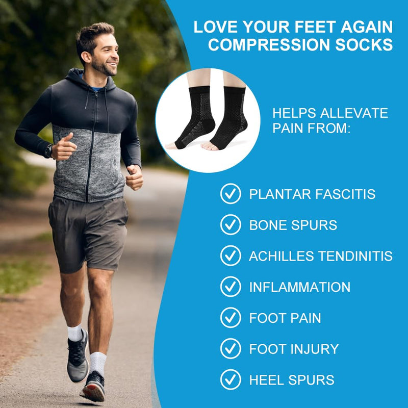 Acwoo Ankle Brace, 4 Pairs Ankle Brace Compression Socks For Women And Men For Plantar Fasciitis Arthritis Acl Joint Pain Heel Spurs Sports Foot Wraps Ankle Joint (Black + White, L/Xl) - NewNest Australia