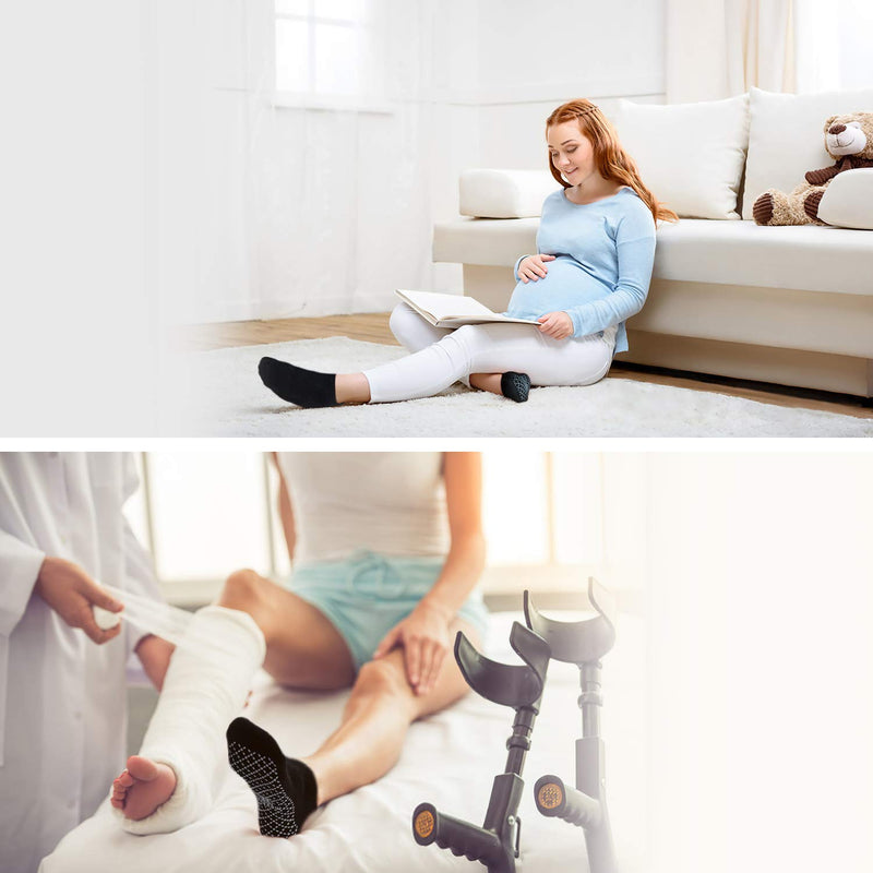 unenow Unisex Non Slip Grip Socks with Cushion for Yoga, Pilates, Barre, Home & Hospital 4 Pairs-4 Pairs of Black Large - NewNest Australia